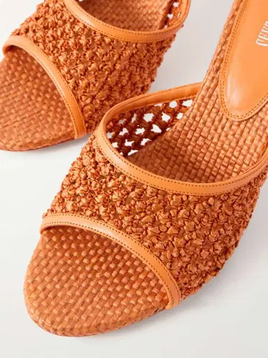 Paris Texas Lidia 70 Leather-trimmed Straw Mules | Thumbnail 5 Paris Texas Lidia 70 Leather-trimmed Straw Mules | Thumbnail 5