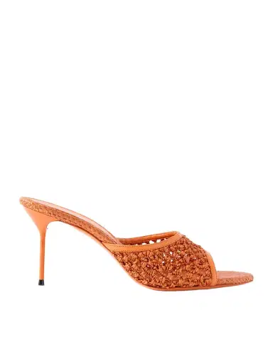 Paris Texas Lidia 70 Leather-trimmed Straw Mules | Thumbnail 1 Paris Texas Lidia 70 Leather-trimmed Straw Mules | Thumbnail 1