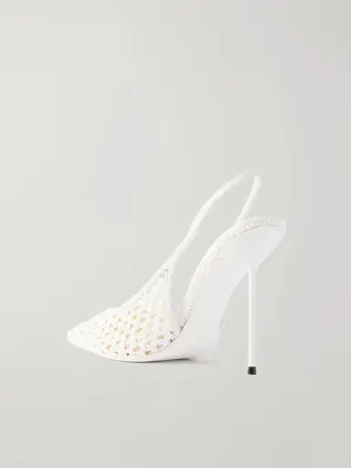 Paris Texas Lidia 105 Leather-trimmed Straw Slingback Pumps | Thumbnail 3 Paris Texas Lidia 105 Leather-trimmed Straw Slingback Pumps | Thumbnail 3