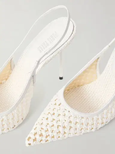 Paris Texas Lidia 105 Leather-trimmed Straw Slingback Pumps | Thumbnail 5 Paris Texas Lidia 105 Leather-trimmed Straw Slingback Pumps | Thumbnail 5