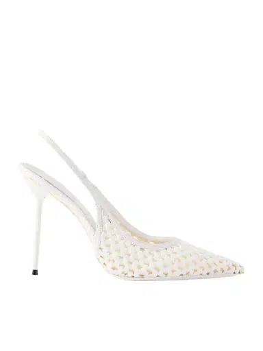Paris Texas Lidia 105 Leather-trimmed Straw Slingback Pumps | Thumbnail 1 Paris Texas Lidia 105 Leather-trimmed Straw Slingback Pumps | Thumbnail 1