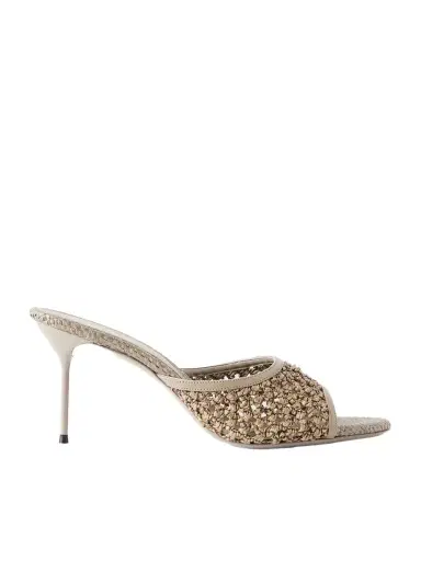 Paris Texas Lidia 70 Leather-trimmed Straw Mules | Thumbnail 1 Paris Texas Lidia 70 Leather-trimmed Straw Mules | Thumbnail 1