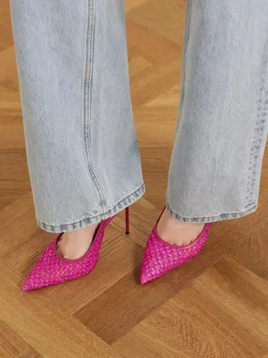 Paris Texas Lidia 105 Leather-trimmed Straw Slingback Pumps | Thumbnail 2 Paris Texas Lidia 105 Leather-trimmed Straw Slingback Pumps | Thumbnail 2