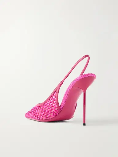 Paris Texas Lidia 105 Leather-trimmed Straw Slingback Pumps | Thumbnail 3 Paris Texas Lidia 105 Leather-trimmed Straw Slingback Pumps | Thumbnail 3