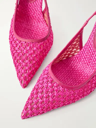 Paris Texas Lidia 105 Leather-trimmed Straw Slingback Pumps | Thumbnail 5 Paris Texas Lidia 105 Leather-trimmed Straw Slingback Pumps | Thumbnail 5