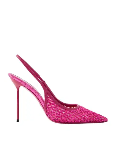 Paris Texas Lidia 105 Leather-trimmed Straw Slingback Pumps | Thumbnail 1 Paris Texas Lidia 105 Leather-trimmed Straw Slingback Pumps | Thumbnail 1
