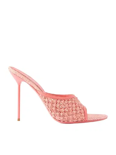 Paris Texas Lidia 105 Leather-trimmed Straw Mules | Thumbnail 1 Paris Texas Lidia 105 Leather-trimmed Straw Mules | Thumbnail 1