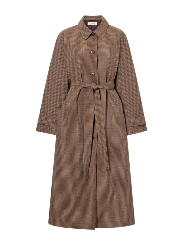 Belted Checked Taffeta Trench Coat