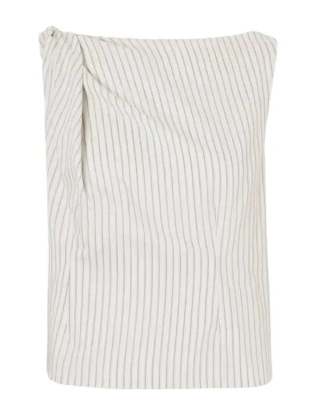 Draped Striped Silk And Cotton-blend Blouse