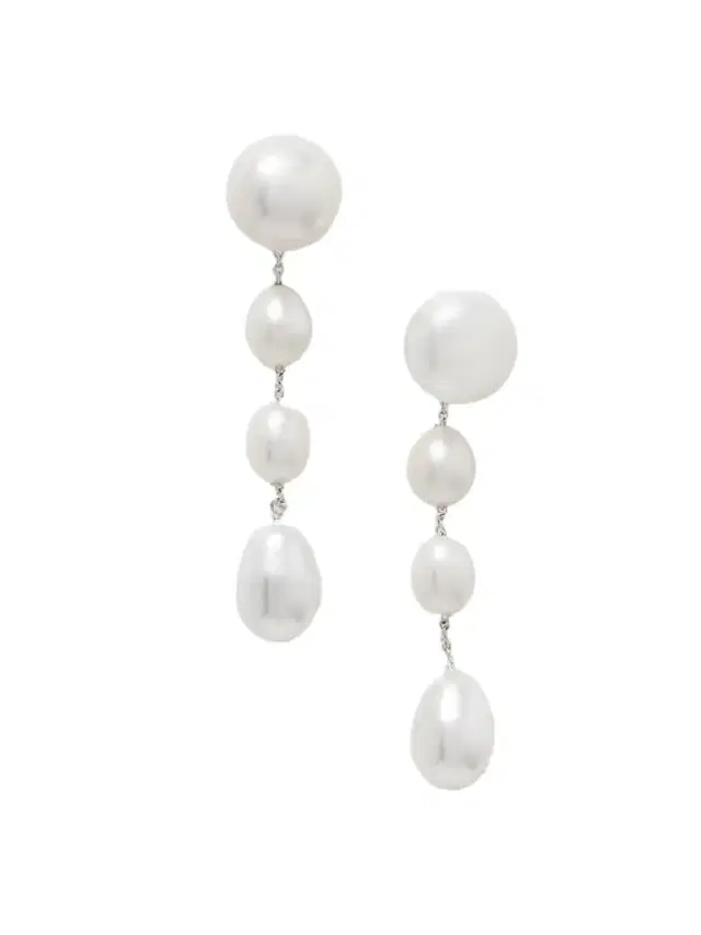 Large Eleanor Silver-tone Pearl Earrings