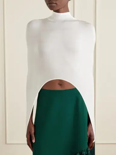 Alaïa Cropped Turtleneck Silk-blend Top | Thumbnail 3 Alaïa Cropped Turtleneck Silk-blend Top | Thumbnail 3