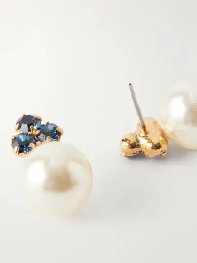Jennifer Behr Belen Gold-tone, Sapphire And Pearl Earrings | Thumbnail 3
