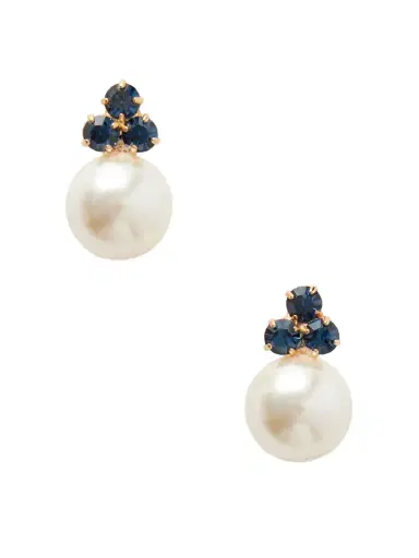 Jennifer Behr Belen Gold-tone, Sapphire And Pearl Earrings | Thumbnail 1