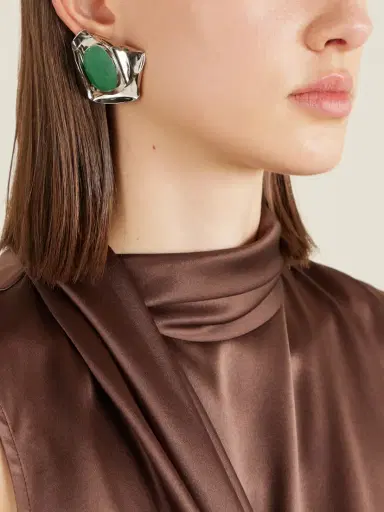 Jennifer Behr Kendall Silver-tone Aventurine Earrings | Thumbnail 2 Jennifer Behr Kendall Silver-tone Aventurine Earrings | Thumbnail 2