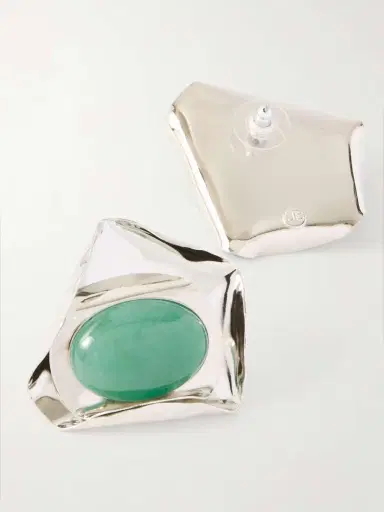 Jennifer Behr Kendall Silver-tone Aventurine Earrings | Thumbnail 3 Jennifer Behr Kendall Silver-tone Aventurine Earrings | Thumbnail 3