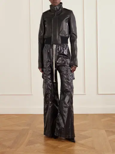 Rick Owens Cropped Leather Biker Jacket | Thumbnail 2 Rick Owens Cropped Leather Biker Jacket | Thumbnail 2