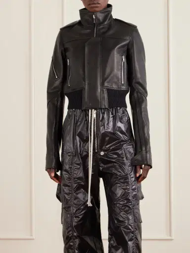 Rick Owens Cropped Leather Biker Jacket | Thumbnail 3 Rick Owens Cropped Leather Biker Jacket | Thumbnail 3