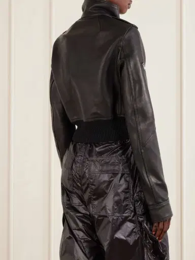 Rick Owens Cropped Leather Biker Jacket | Thumbnail 4 Rick Owens Cropped Leather Biker Jacket | Thumbnail 4