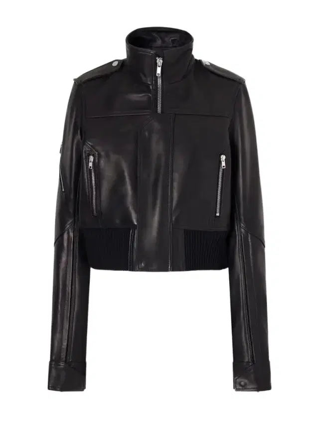 Cropped Leather Biker Jacket