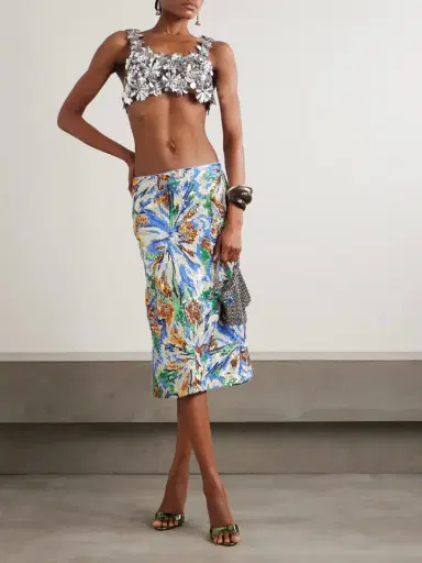 Rabanne Sequined Crepe Midi Skirt | Thumbnail 2