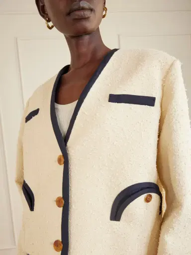 Blazé Milano Orinda Riviera Cropped Cotton-blend Bouclé Blazer | Thumbnail 4