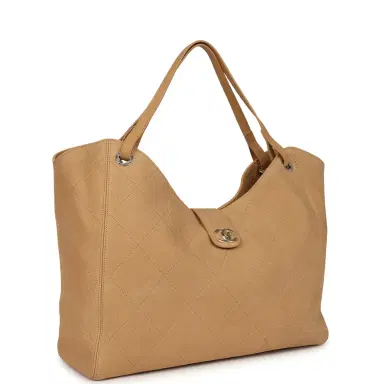 Chanel Chanel Maxi Shopping Bag Beige Grained Nubuck Calfskin Light Gold Hardware | Thumbnail 2 Chanel Chanel Maxi Shopping Bag Beige Grained Nubuck Calfskin Light Gold Hardware | Thumbnail 2