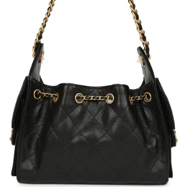 Chanel Chanel Mini 25 Hobo Bag Black Caviar Antique Gold Hardware | Thumbnail 4