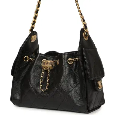 Chanel Chanel Mini 25 Hobo Bag Black Caviar Antique Gold Hardware | Thumbnail 5