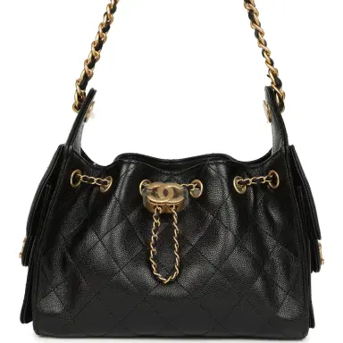 Chanel Chanel Mini 25 Hobo Bag Black Caviar Antique Gold Hardware | Thumbnail 1