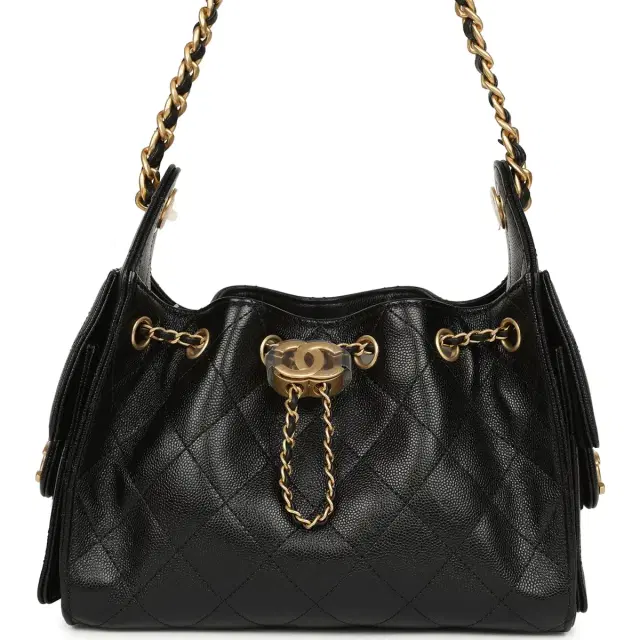 Chanel Chanel Mini 25 Hobo Bag Black Caviar Antique Gold Hardware
