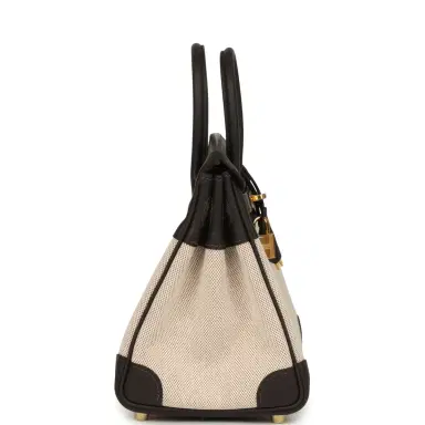 HERMÈS Hermes Birkin 25 Ecru and Beige Toile H Canvas and Bai-Brun Swift Gold Hardware | Thumbnail 3 HERMÈS Hermes Birkin 25 Ecru and Beige Toile H Canvas and Bai-Brun Swift Gold Hardware | Thumbnail 3