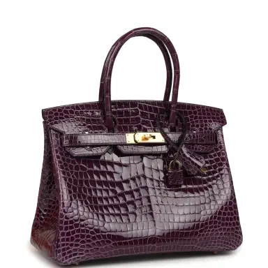 HERMÈS Hermes Birkin 30 Cassis Shiny Porosus Crocodile Gold Hardware | Thumbnail 2 HERMÈS Hermes Birkin 30 Cassis Shiny Porosus Crocodile Gold Hardware | Thumbnail 2