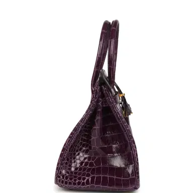 HERMÈS Hermes Birkin 30 Cassis Shiny Porosus Crocodile Gold Hardware | Thumbnail 3 HERMÈS Hermes Birkin 30 Cassis Shiny Porosus Crocodile Gold Hardware | Thumbnail 3