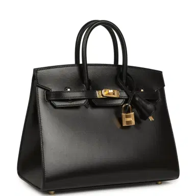 HERMÈS Hermes Birkin Sellier 25 Black Box Gold Hardware | Thumbnail 2