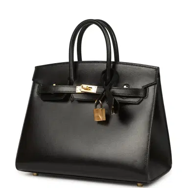 HERMÈS Hermes Birkin Sellier 25 Black Box Gold Hardware | Thumbnail 5