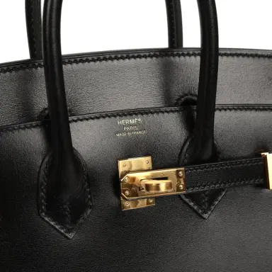 HERMÈS Hermes Birkin Sellier 25 Black Box Gold Hardware | Thumbnail 7