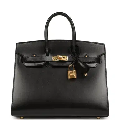 HERMÈS Hermes Birkin Sellier 25 Black Box Gold Hardware | Thumbnail 1