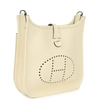 HERMÈS Hermes Evelyne 23 Cream Clemence Palladium Hardware | Thumbnail 2 HERMÈS Hermes Evelyne 23 Cream Clemence Palladium Hardware | Thumbnail 2