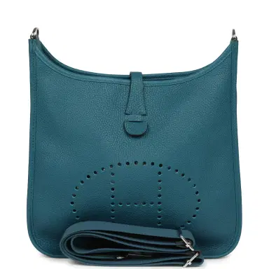 HERMÈS Hermes Evelyne III PM Vert Bosphore Clemence Palladium Hardware | Thumbnail 1 HERMÈS Hermes Evelyne III PM Vert Bosphore Clemence Palladium Hardware | Thumbnail 1