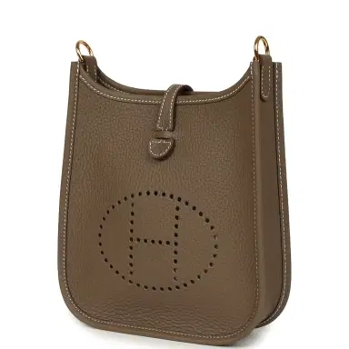 HERMÈS Hermes Evelyne TPM Etoupe Clemence Gold Hardware | Thumbnail 5 HERMÈS Hermes Evelyne TPM Etoupe Clemence Gold Hardware | Thumbnail 5