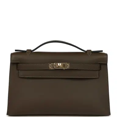 HERMÈS Hermes Kelly Pochette Vert Loden Swift Permabrass Hardware | Thumbnail 1 HERMÈS Hermes Kelly Pochette Vert Loden Swift Permabrass Hardware | Thumbnail 1