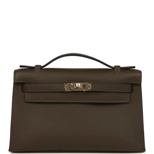 hermes Hermes Kelly Pochette Vert Loden Swift Permabrass Hardware
