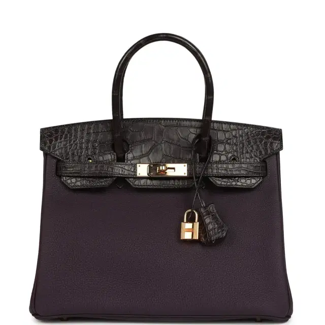 hermes Pre-owned Hermes Birkin 30 Raisin Togo and Matte Alligator Touch Gold Hardware