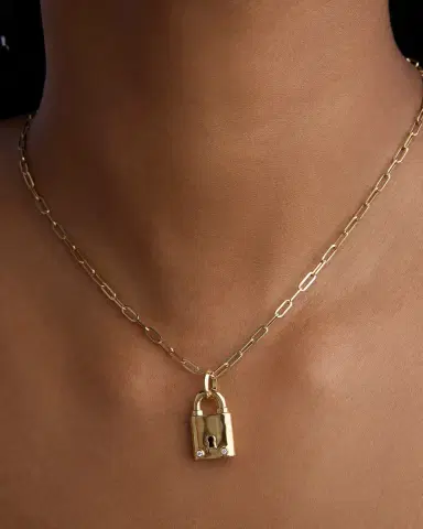 Jennifer Fisher Medium Lock with Two Diamonds | Thumbnail 2