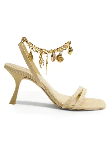 Simkhai Women's Caspian 80MM Charm-Embellished Raffia Sandals - Natural - Size 6 | Thumbnail 1 Simkhai Women's Caspian 80MM Charm-Embellished Raffia Sandals - Natural - Size 6 | Thumbnail 1