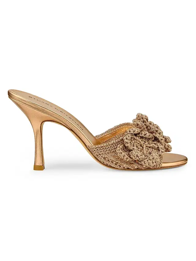 Stuart Weitzman Women's Lotus 8MM Crochet Sandals - Light Gold