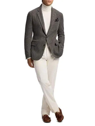 Ralph Lauren Purple Label Men's Hadley Hand-Tailored Cashmere Jacket - Medium Grey | Thumbnail 2 Ralph Lauren Purple Label Men's Hadley Hand-Tailored Cashmere Jacket - Medium Grey | Thumbnail 2