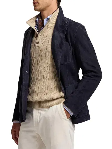 Ralph Lauren Purple Label Men's Hand-Tailored Suede Sport Coat | Thumbnail 4