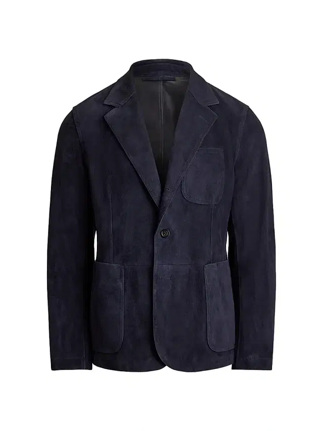 Ralph Lauren Purple Label Men's Hand-Tailored Suede Sport Coat - Navy