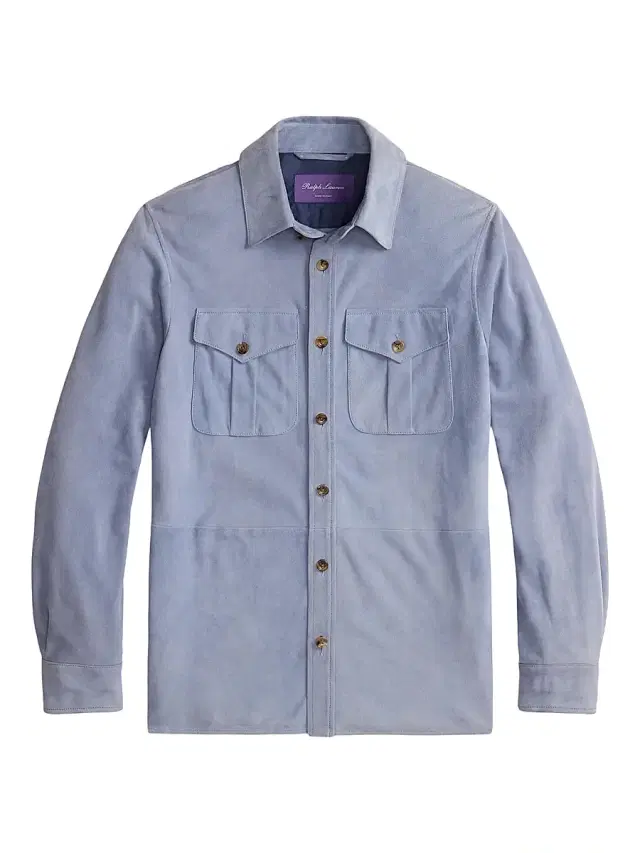Men's Suede Overshirt - Soft Blue